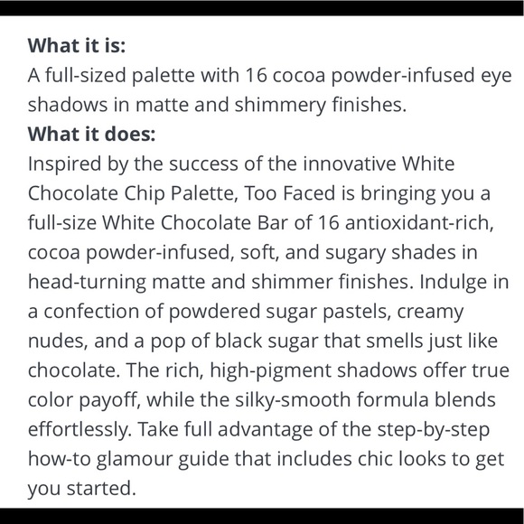 🆕 Too Faced White Chocolate Bar Eyeshadow Palette - Picture 7 of 8